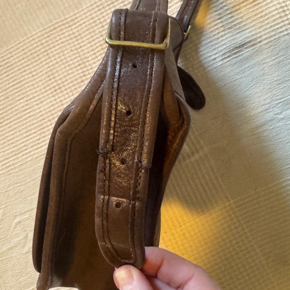 Vintage Coach 70s NYC Dk Brown Leather Bag Metal Plaque Pre-Creed (altered) - Picture 8 of 15